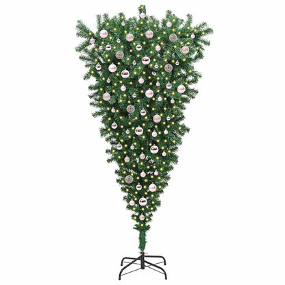 Upside-down Artificial Pre-lit Christmas Tree with Ball Set PVC