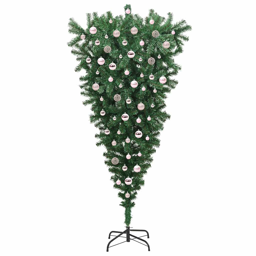 Upside-down Artificial Pre-lit Christmas Tree with Ball Set PVC