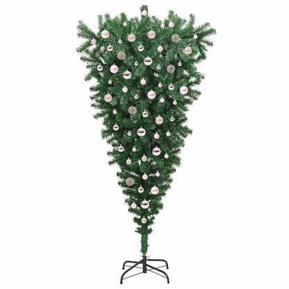 Upside-down Artificial Pre-lit Christmas Tree with Ball Set PVC