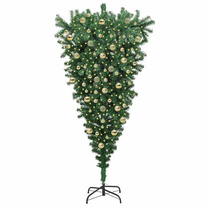 Upside-down Artificial Pre-lit Christmas Tree with Ball Set PVC