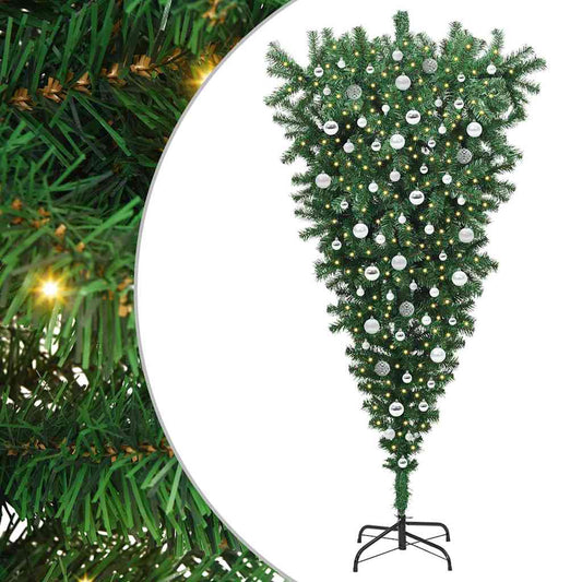 Upside-down Artificial Pre-lit Christmas Tree with Ball Set PVC