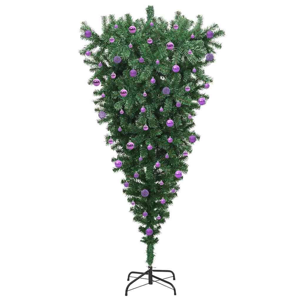 Upside-down Artificial Pre-lit Christmas Tree with Ball Set PVC