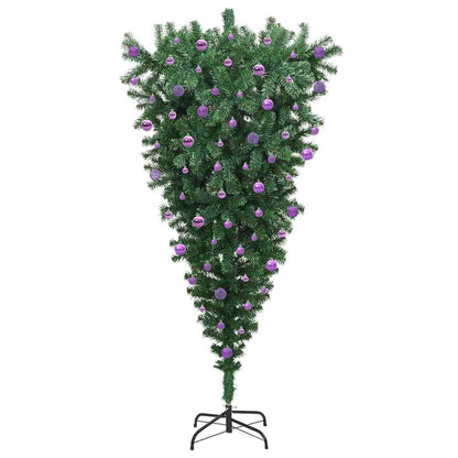 Upside-down Artificial Pre-lit Christmas Tree with Ball Set PVC