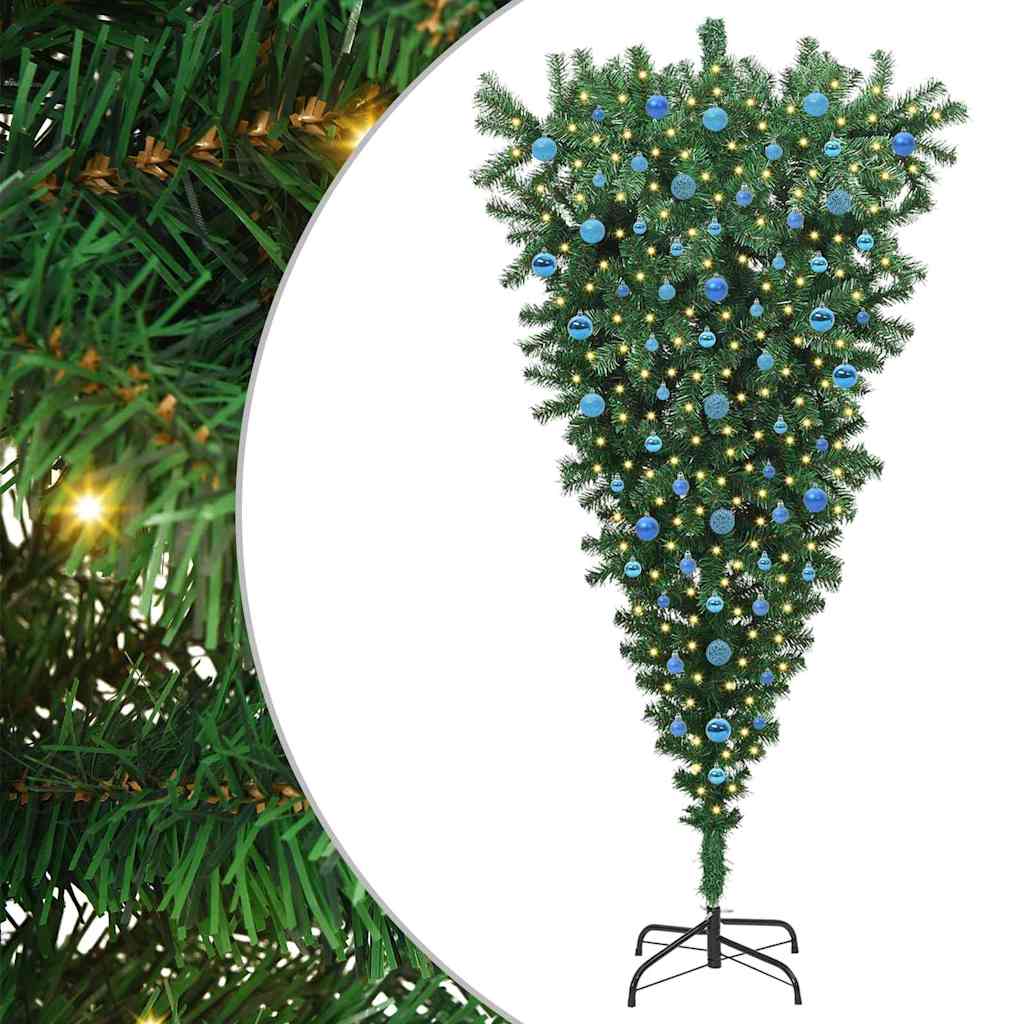 Upside-down Artificial Pre-lit Christmas Tree with Ball Set PVC