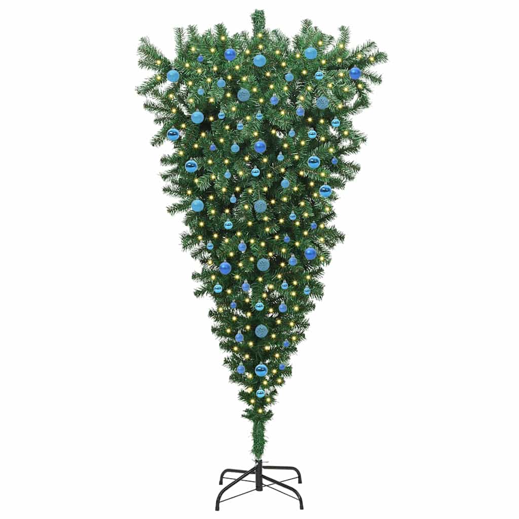 Upside-down Artificial Pre-lit Christmas Tree with Ball Set PVC