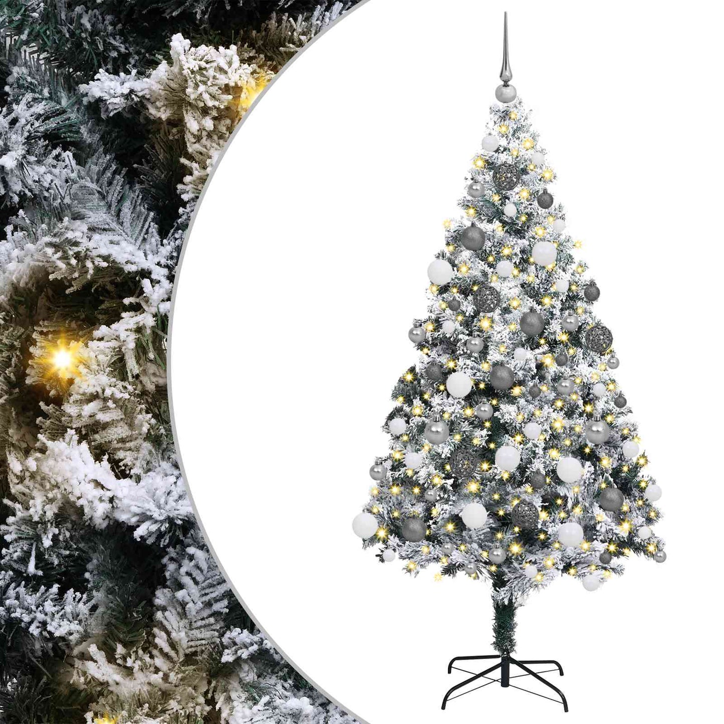 Artificial Christmas Tree with 300 LEDs with Stand White 180 cm