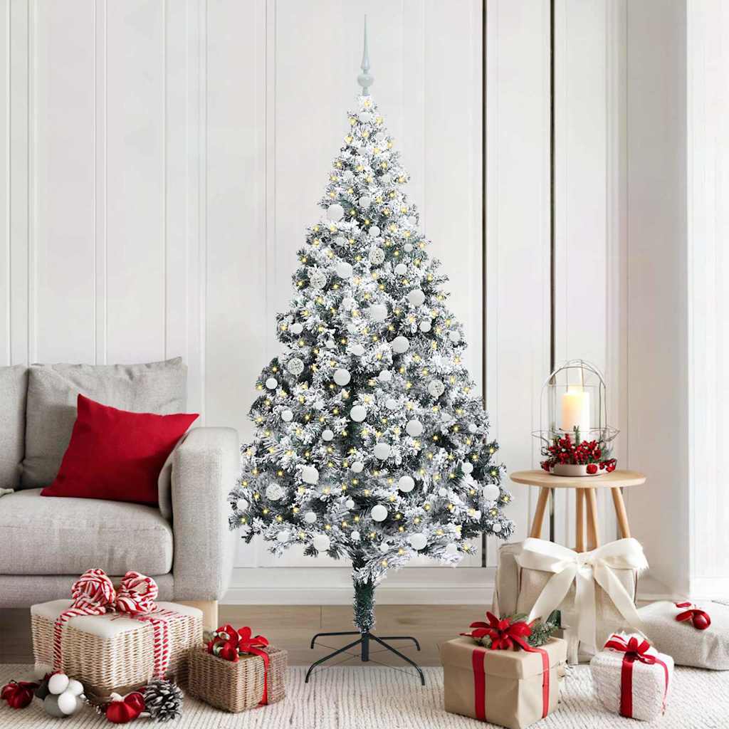 Artificial Christmas Tree with 300 LEDs with Stand White 180 cm