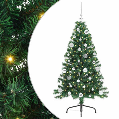 Artificial Pre-lit Christmas Tree Green 150 cm PVC