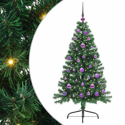 Artificial Pre-lit Christmas Tree Green 150 cm PVC