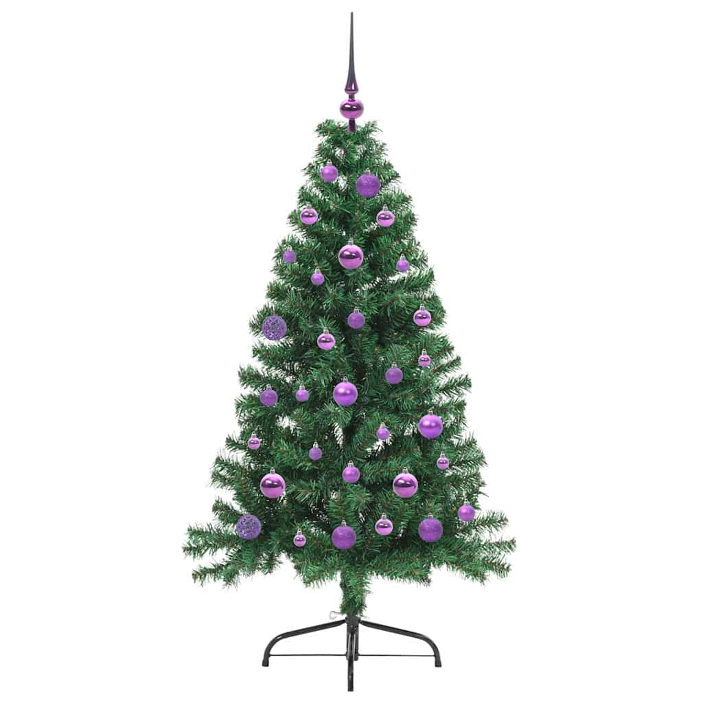Artificial Pre-lit Christmas Tree Green 150 cm PVC