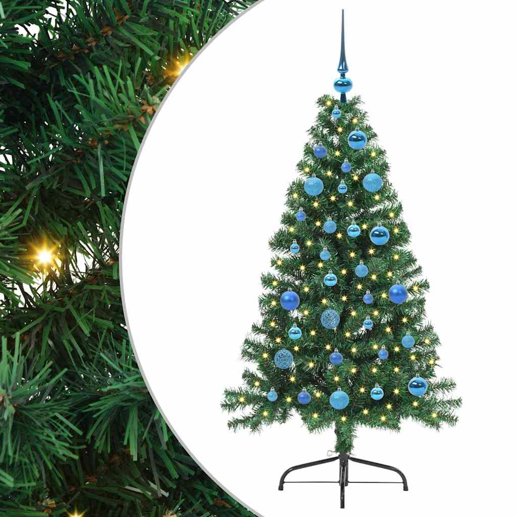 Artificial Pre-lit Christmas Tree Green 150 cm PVC