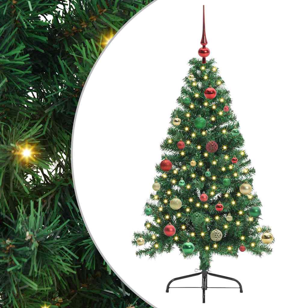 Artificial Pre-lit Christmas Tree Green 150 cm PVC