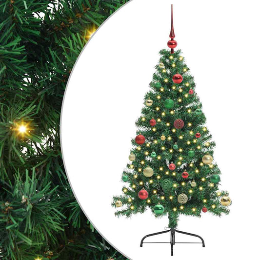 Artificial Pre-lit Christmas Tree Green 150 cm PVC