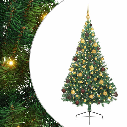 Artificial Pre-lit Christmas Tree Green 180 cm PVC