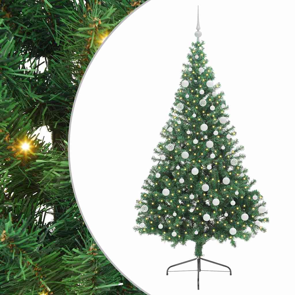 Artificial Pre-lit Christmas Tree Green 180 cm PVC