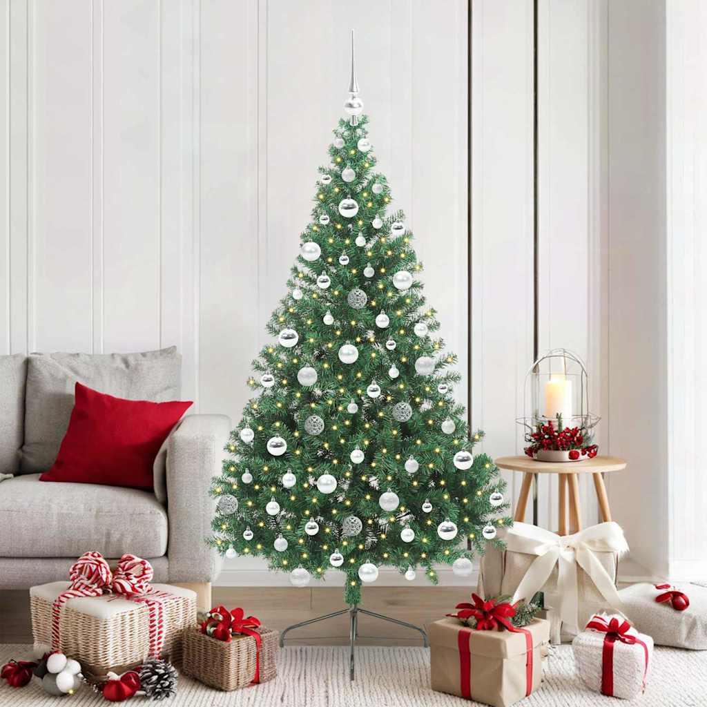 Artificial Pre-lit Christmas Tree Green 180 cm PVC