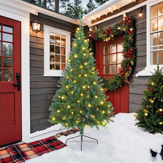 Artificial Pre-lit Christmas Tree Green 210 cm PVC