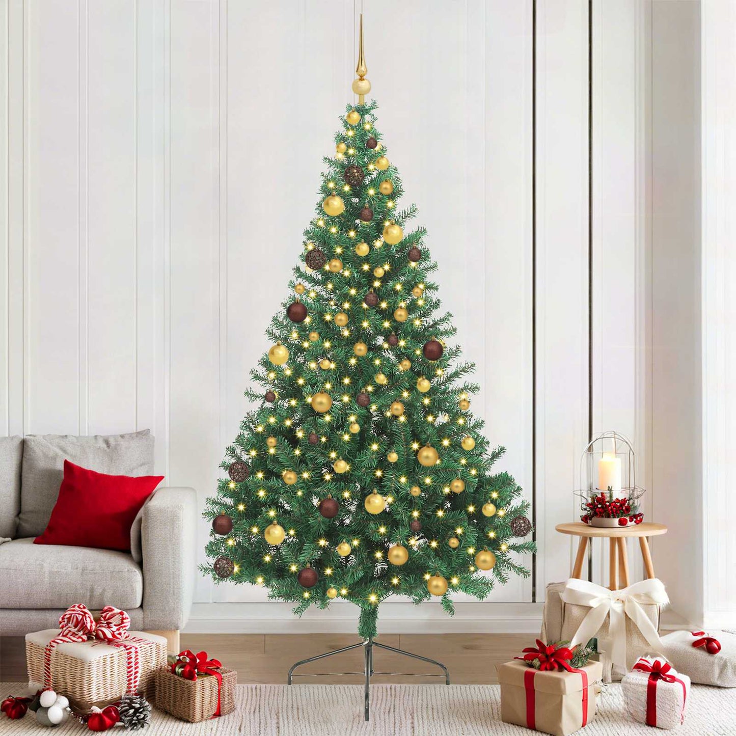 Artificial Pre-lit Christmas Tree Green 210 cm PVC
