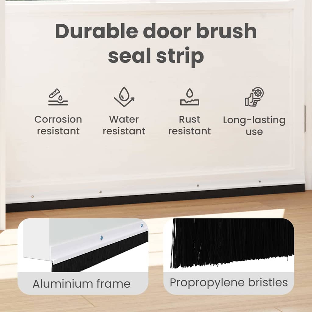 Screw-on Door Brush Seals 6 pcs White 100 cm Aluminium Alloy