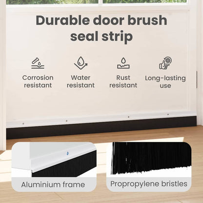 Screw-on Door Brush Seals 6 pcs White 100 cm Aluminium Alloy