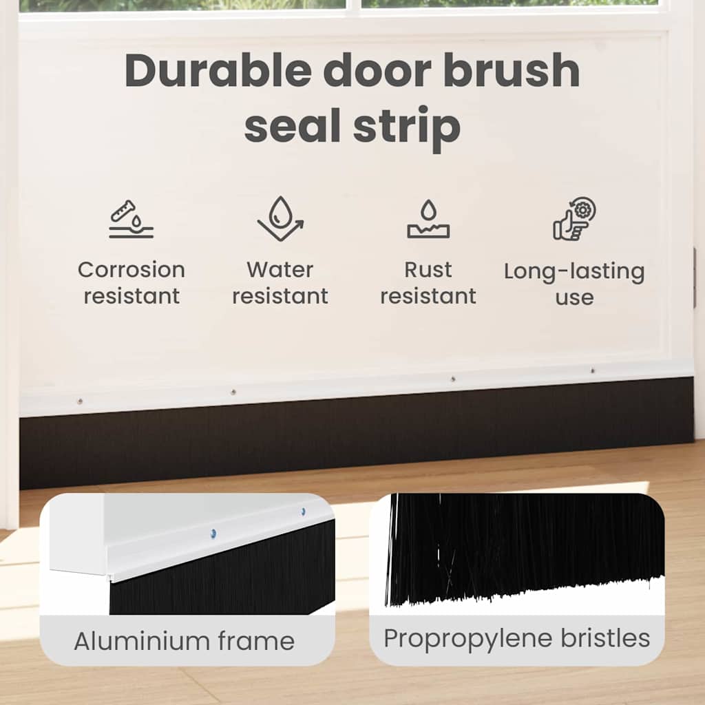 Screw-on Door Brush Seals 6 pcs White 100 cm Aluminium Alloy