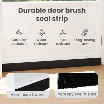 Screw-on Door Brush Seals 12 pcs White 100 cm Aluminium Alloy