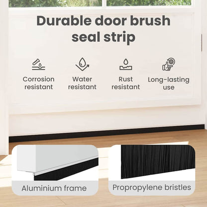 Screw-on Door Brush Seals 6 pcs White 100 cm Aluminium Alloy