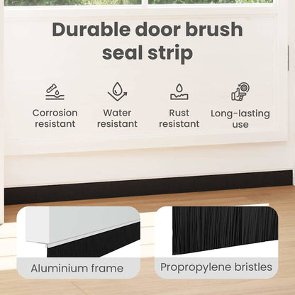 Screw-on Door Brush Seals 12 pcs White 100 cm Aluminium Alloy