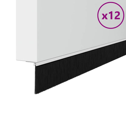 Screw-on Door Brush Seals 12 pcs White 100 cm Aluminium Alloy