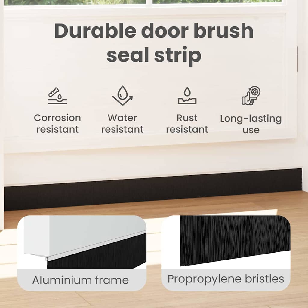 Screw-on Door Brush Seals 12 pcs White 100 cm Aluminium Alloy