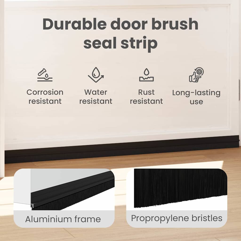 Self-adhesive Door Brush Seals 2 pcs Black 100 cm