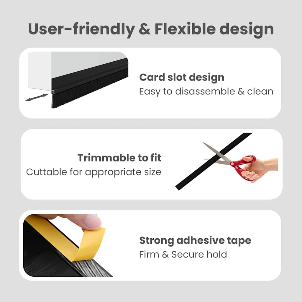 Self-adhesive Door Brush Seals 2 pcs Black 100 cm