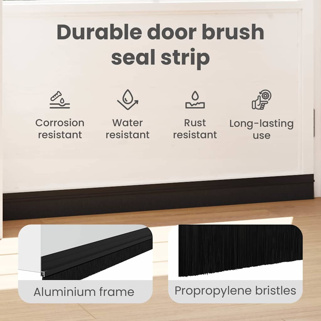 Self-adhesive Door Brush Seals 2 pcs Black 100 cm