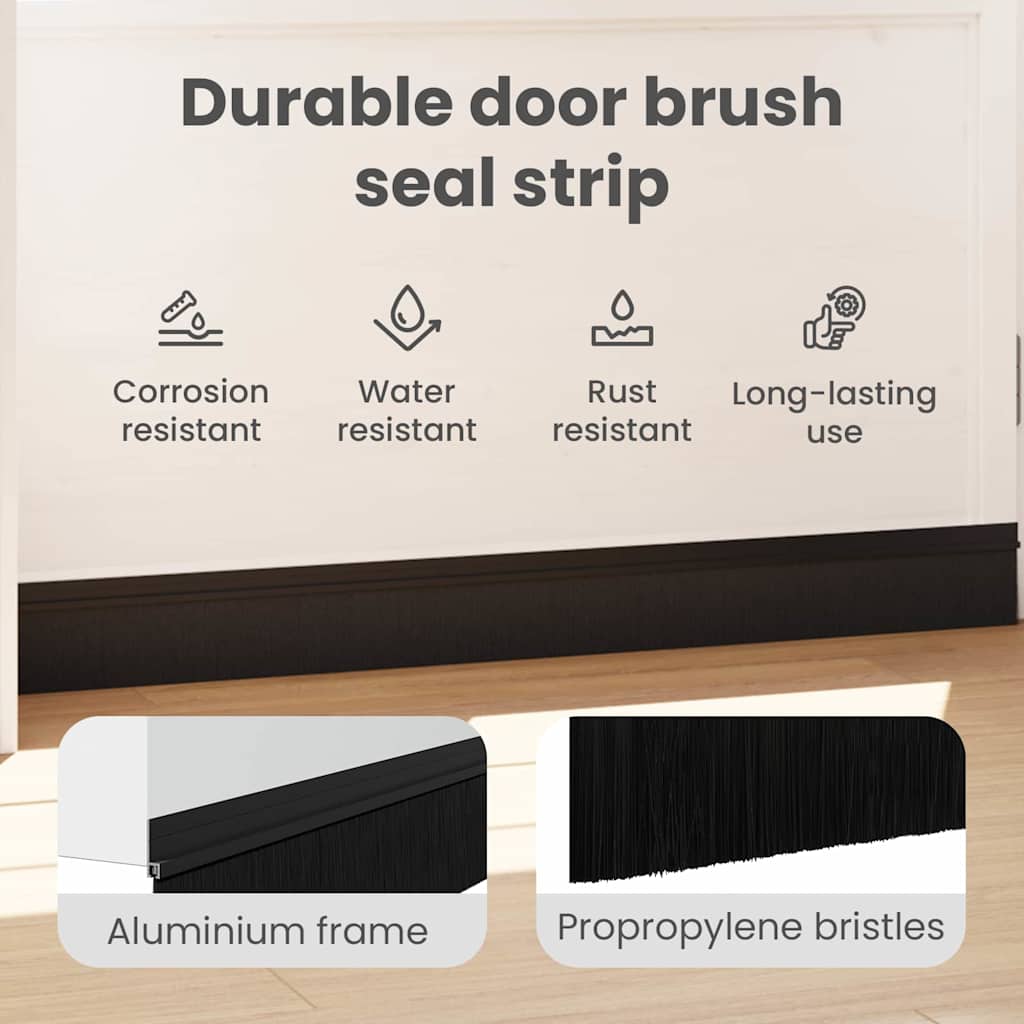 Self-adhesive Door Brush Seals 2 pcs Black 100 cm