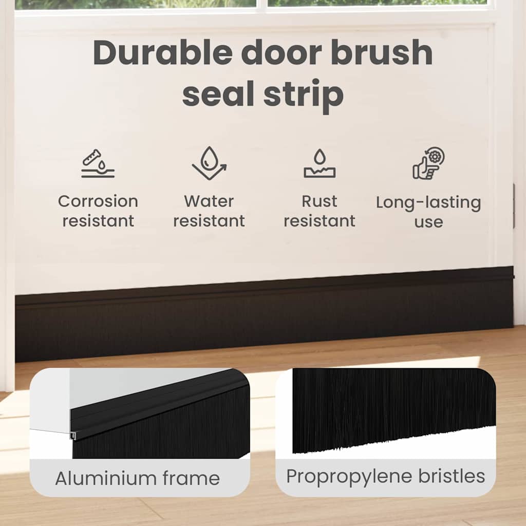 Self-adhesive Door Brush Seals 2 pcs Black 100 cm