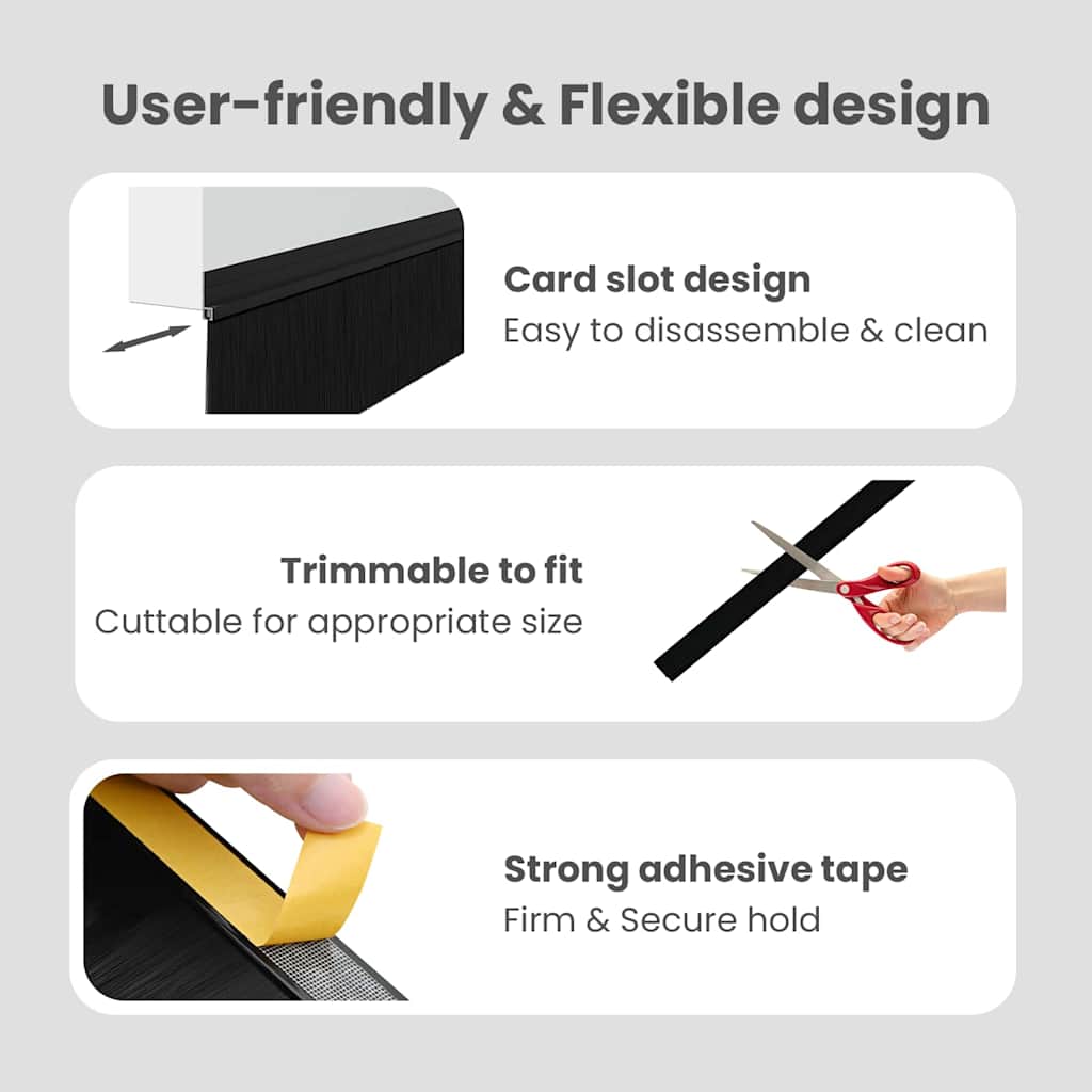 Self-adhesive Door Brush Seals 2 pcs Black 100 cm