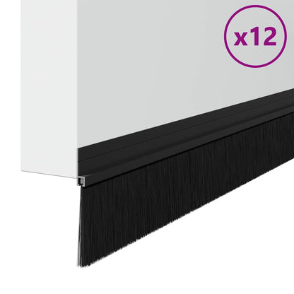 Self-adhesive Door Brush Seals 12 pcs Black 100 cm