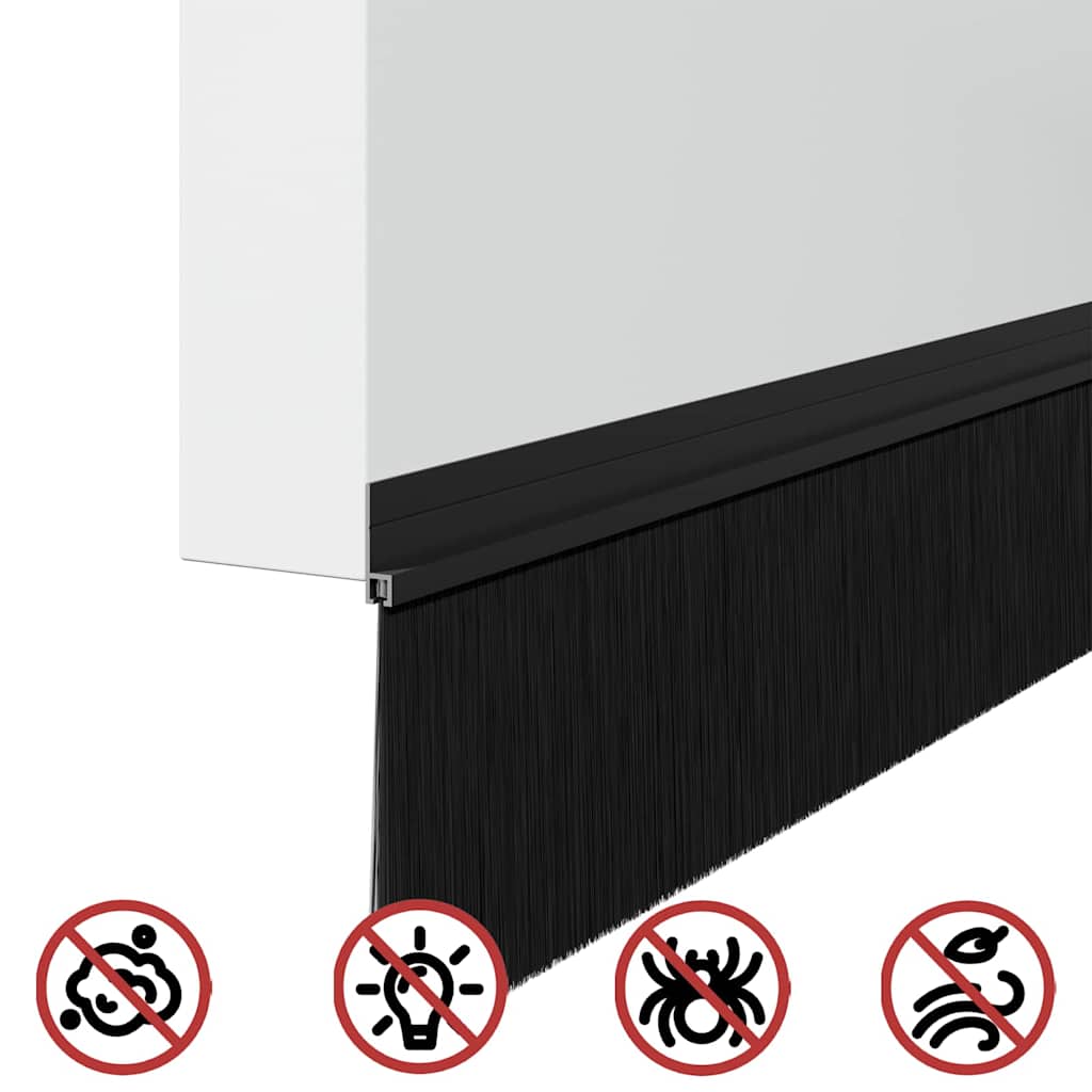 Self-adhesive Door Brush Seals 12 pcs Black 100 cm
