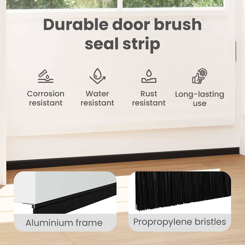 Self-adhesive Door Brush Seals 6 pcs Black 100 cm