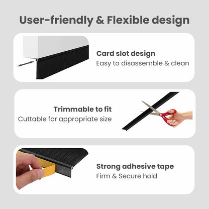 Self-adhesive Door Brush Seals 6 pcs Black 100 cm