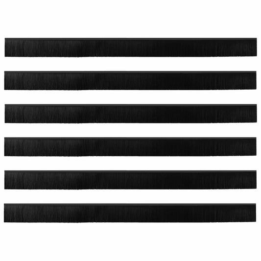 Self-adhesive Door Brush Seals 6 pcs Black 100 cm
