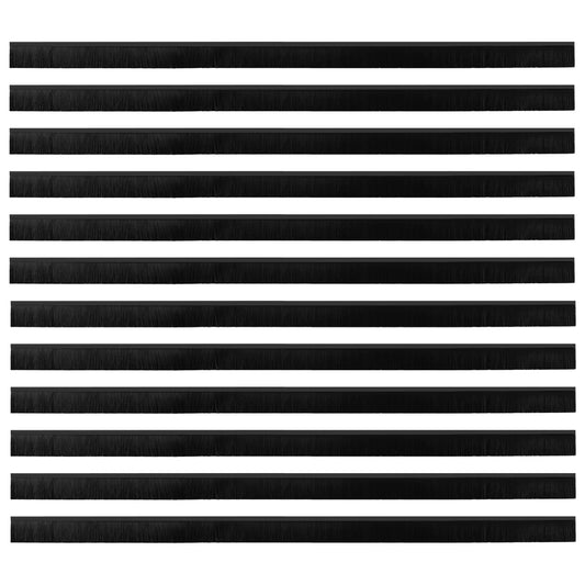 Self-adhesive Door Brush Seals 12 pcs Black 100 cm