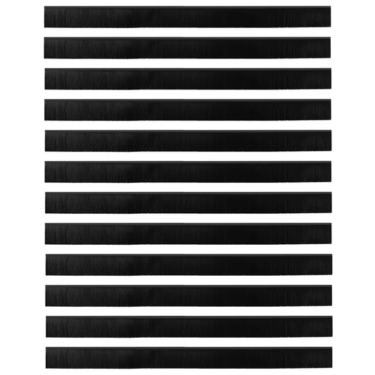 Self-adhesive Door Brush Seals 12 pcs Black 100 cm