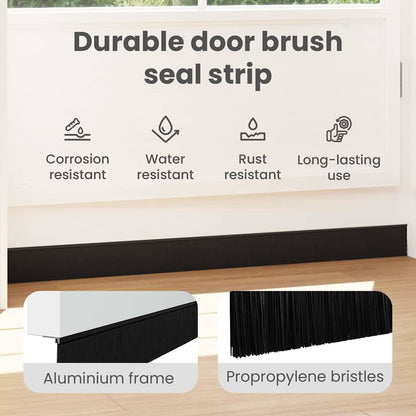 Self-adhesive Door Brush Seals 12 pcs Black 100 cm