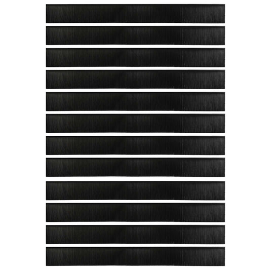 Self-adhesive Door Brush Seals 12 pcs Black 100 cm