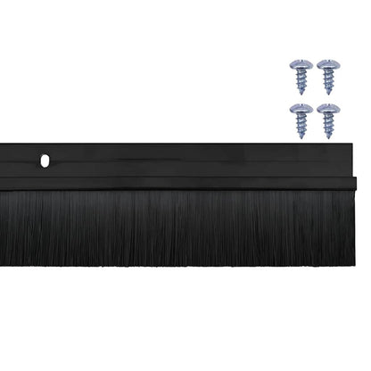 Screw-on Door Brush Seals 2 pcs Black 100 cm Aluminium Alloy