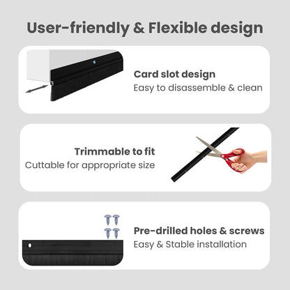 Screw-on Door Brush Seals 6 pcs Black 100 cm Aluminium Alloy