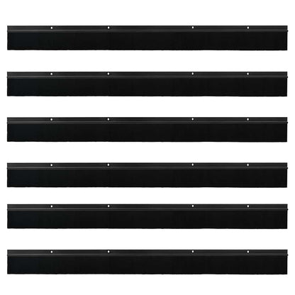 Screw-on Door Brush Seals 6 pcs Black 100 cm Aluminium Alloy