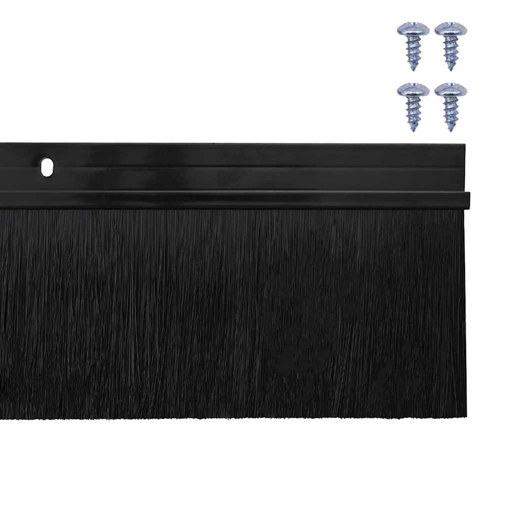 Screw-on Door Brush Seals 6 pcs Black 100 cm Aluminium Alloy