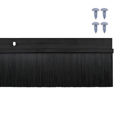 Screw-on Door Brush Seals 12 pcs Black 100 cm Aluminium Alloy